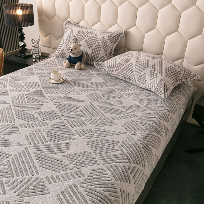 Husa cu Elastic si Fete de Perna Cocolino 180x200cm - Linii Zig Zag [3]
