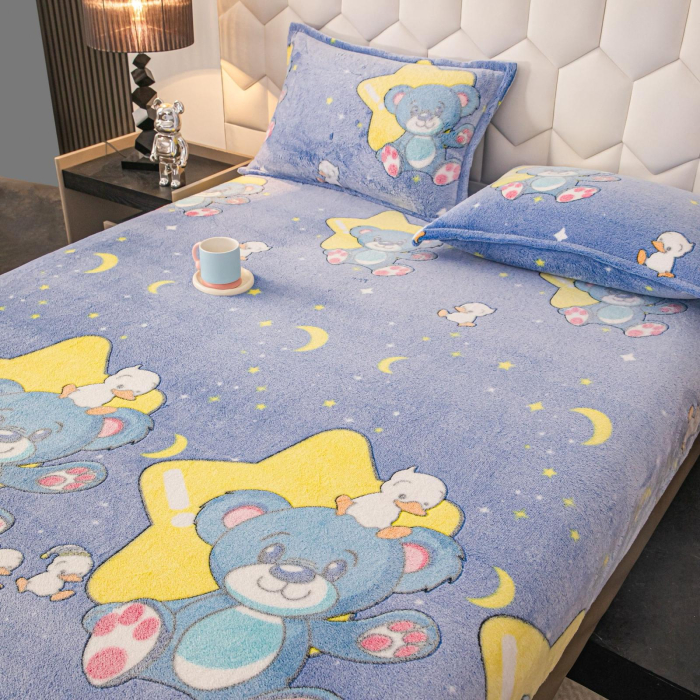 Husa cu Elastic si Fete de Perna Cocolino - Albastru Cu Ursuleti [2]