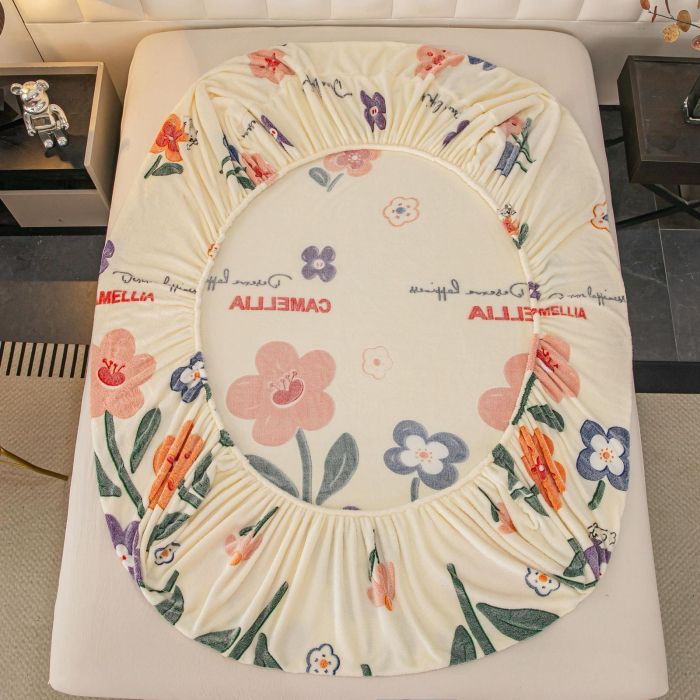Husa cu Elastic si Fete de Perna Cocolino - Crem Cu Floricele [3]
