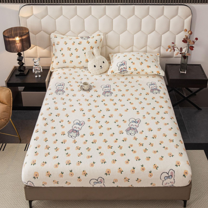 Husa cu Elastic si Fete de Perna Cocolino - Floricele Si Iepurasi [1]