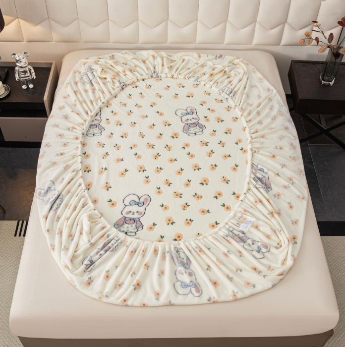 Husa cu Elastic si Fete de Perna Cocolino - Floricele Si Iepurasi [3]