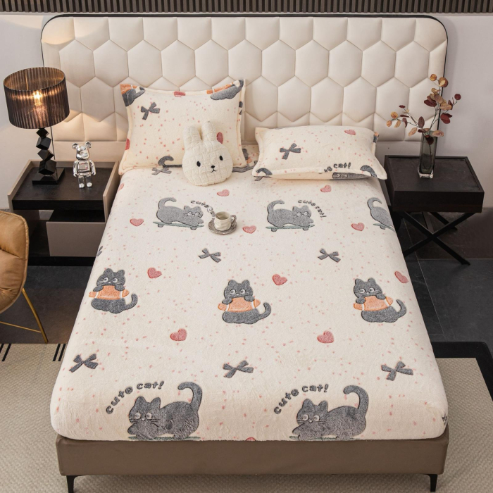 Husa cu Elastic si Fete de Perna Cocolino - Pisicute Si Inimioare [1]