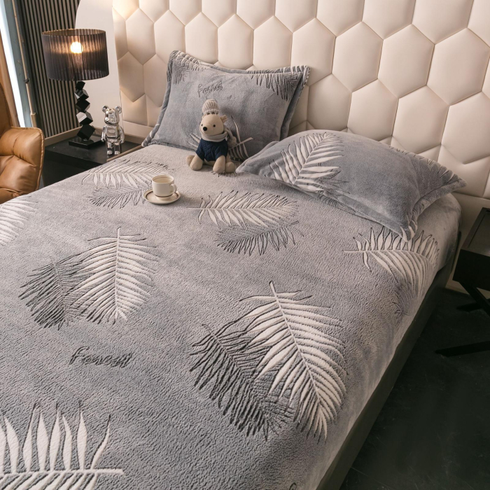 Husa cu Elastic si Fete de Perna Cocolino - White Leaves [2]