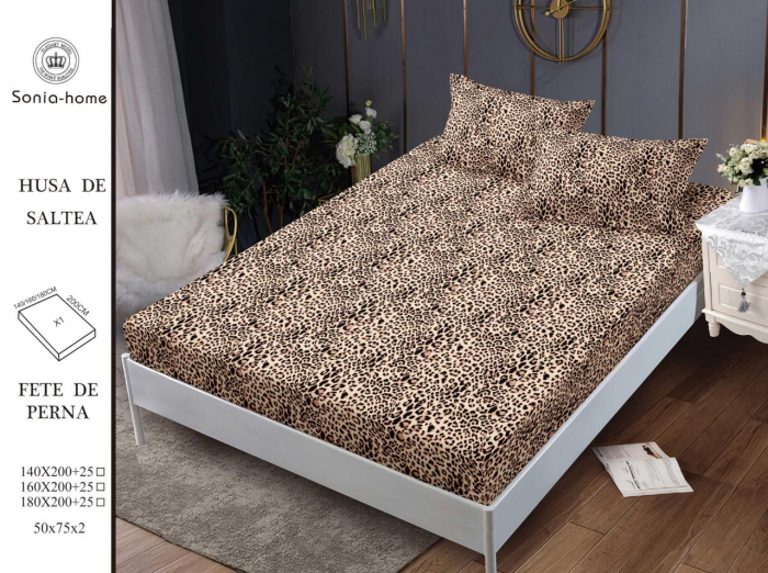 Husa cu Elastic si Fete de Perna Din Finet 140x200cm - Animal Print [1]