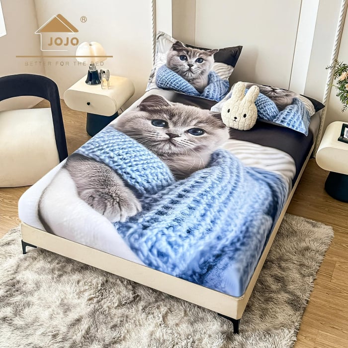 Husa cu Elastic si Fete de Perna Din Finet 180x200cm 5D - Fluturi Stralucitori [1]