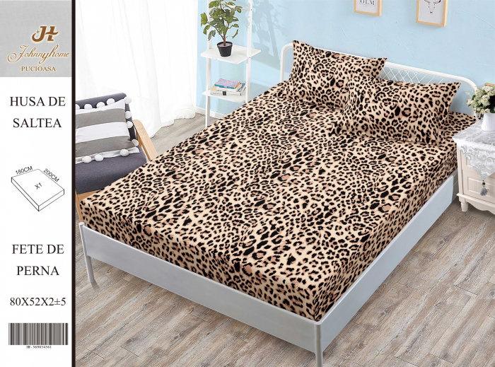Husa cu Elastic si Fete de Perna Din Finet 180x200cm - Animal Print [1]