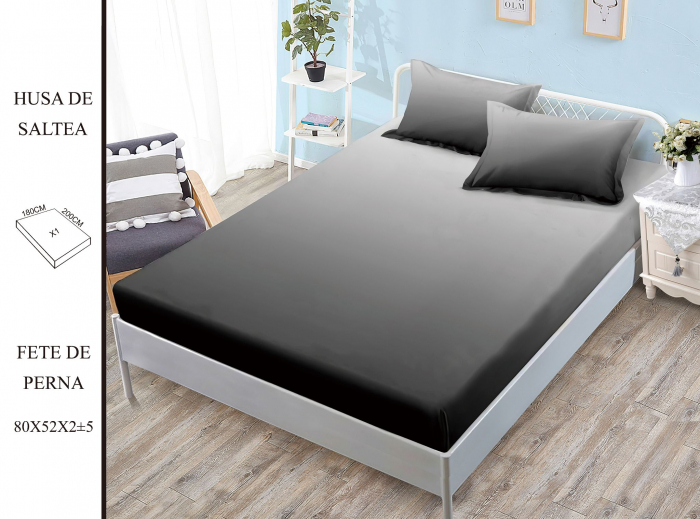 Husa cu Elastic si Fete de Perna Din Finet 180x200cm - Gri Degrade [1]