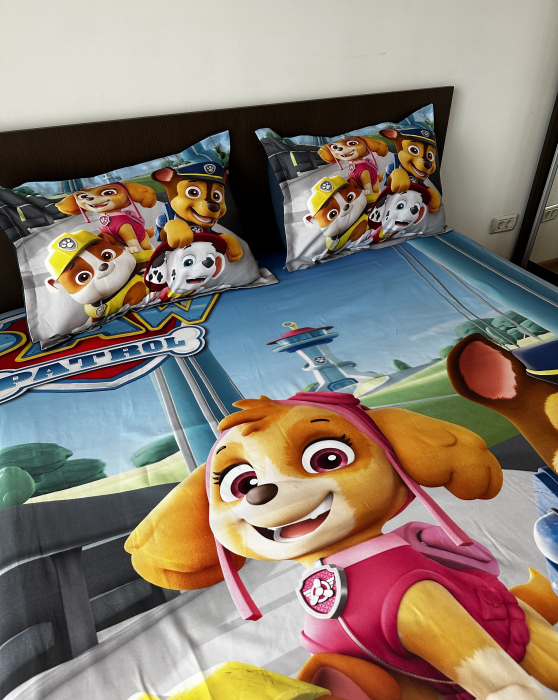 Husa cu Elastic si Fete de Perna Din Finet - Paw Patrol [2]