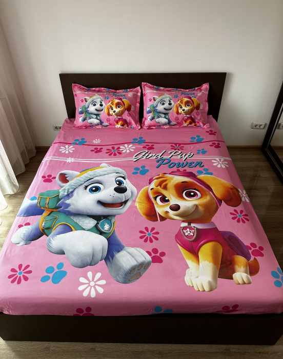 Husa cu Elastic si Fete de Perna Din Finet - Sweet Paw Patrol [2]