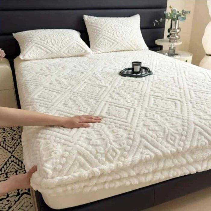 Husa Cu Elastic Si Fete De Perna Tip Tricotata Model Royal 180x200cm - Crem [2]