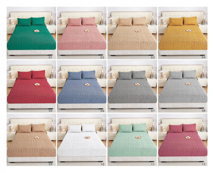 Husa Cu Elastic Si Fete De Perna Tricotata 180x200cm - Galben Mustar [2]