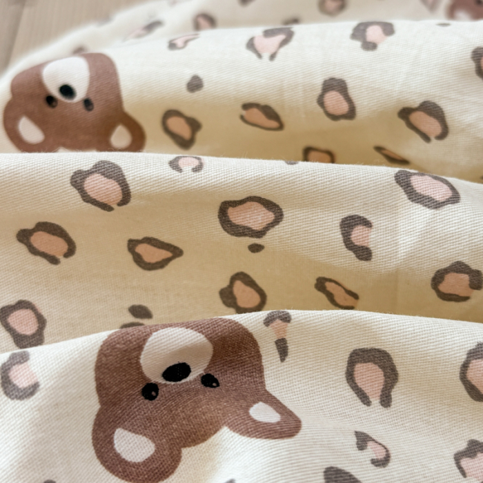 Husa Din Bumbac 100% Ranforce Cu Elastic Si Fete De Perna 160x200cm - Bej Cu Ursuleti [8]