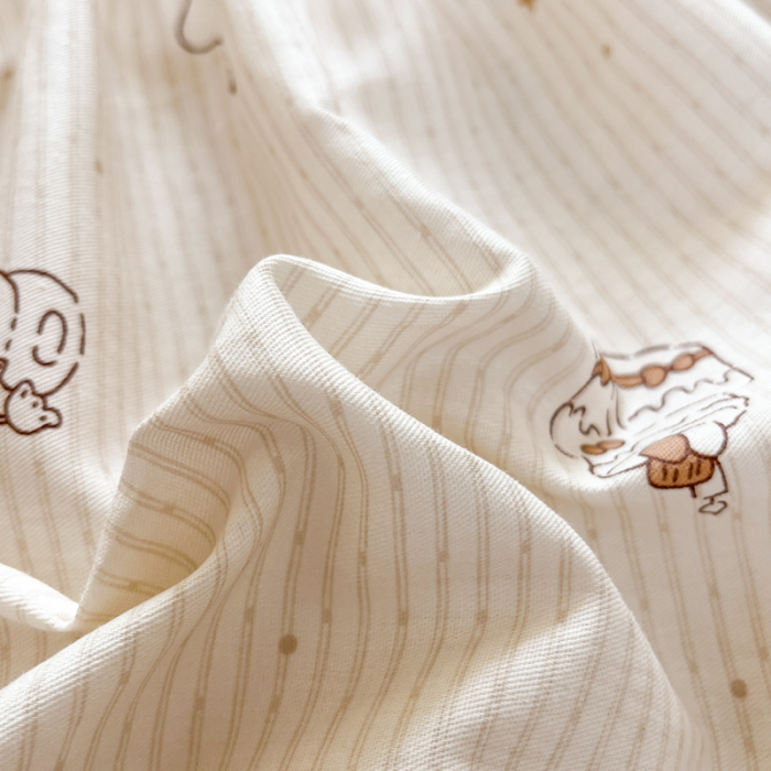 Husa Din Bumbac 100% Ranforce Cu Elastic Si Fete De Perna 160x200cm - Crem Cu Ursuleti [11]
