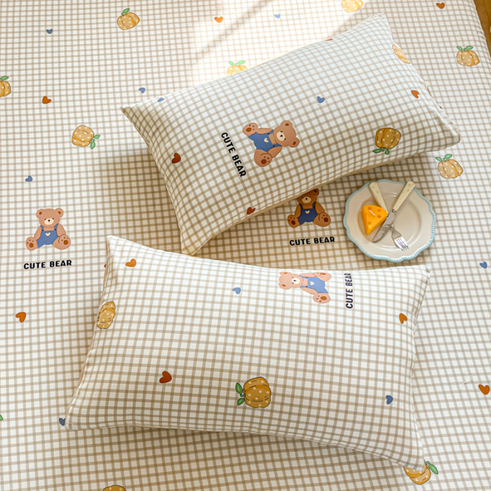 Husa Din Bumbac 100% Ranforce Cu Elastic Si Fete De Perna 160x200cm - Ursuleti Draguti Si Dovleci [4]