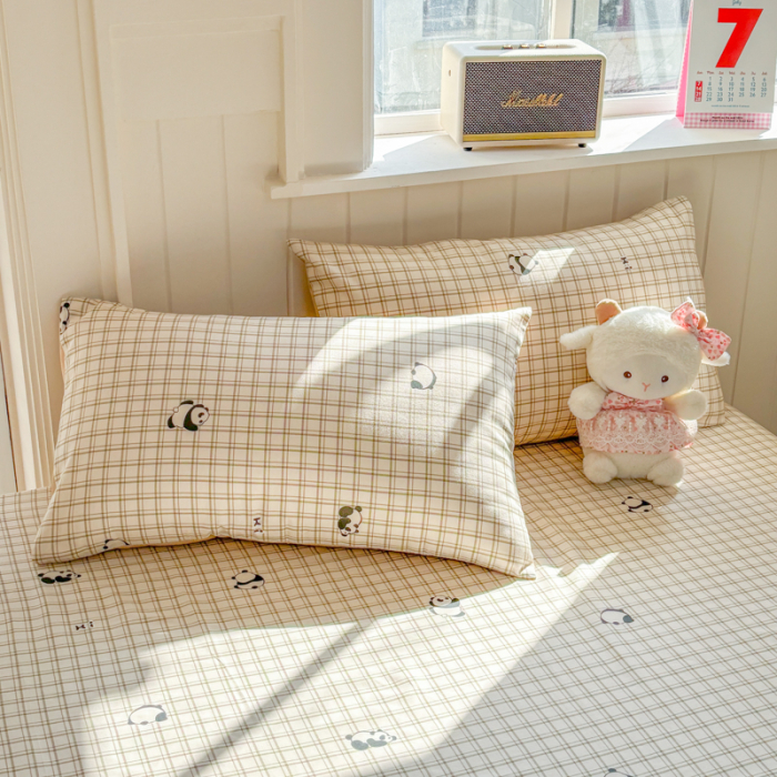 Husa Din Bumbac 100% Ranforce Cu Elastic Si Fete De Perna 160x200cm - Ursuleti Panda [6]