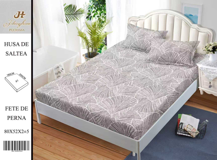 Husa Din Bumbac Satinat Cu Elastic Si Fete De Perna 180x200cm - Imprimeu Abstract [1]