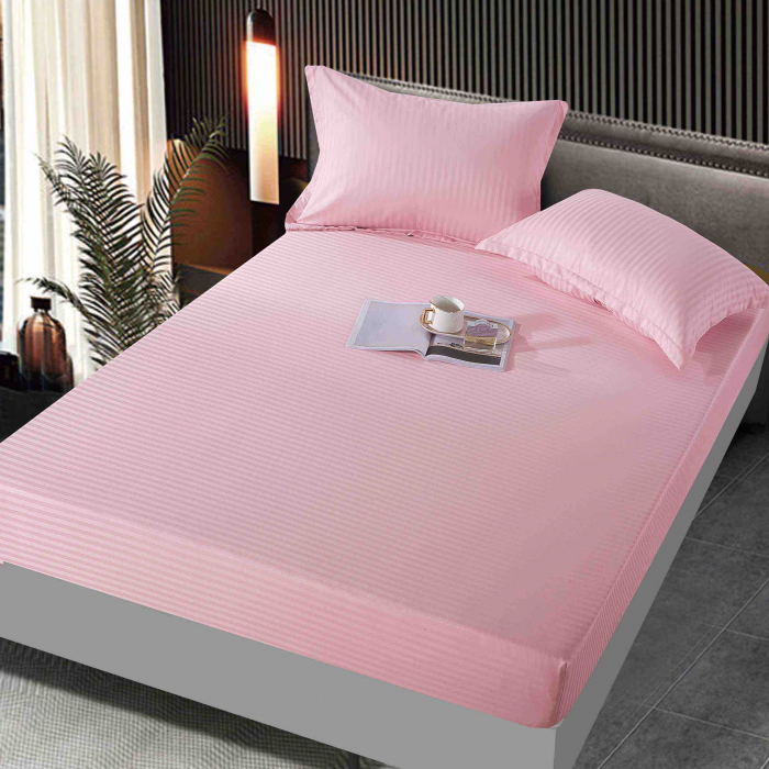 Husa Din Bumbac Satinat Tip Damasc 180x200cm - Roz Minereaux [1]