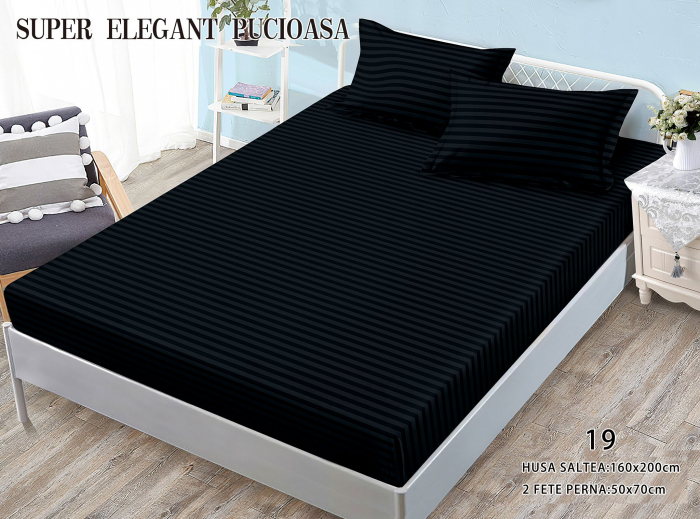 Husa Din Bumbac Tip Damasc 160x200cm - Negru [1]