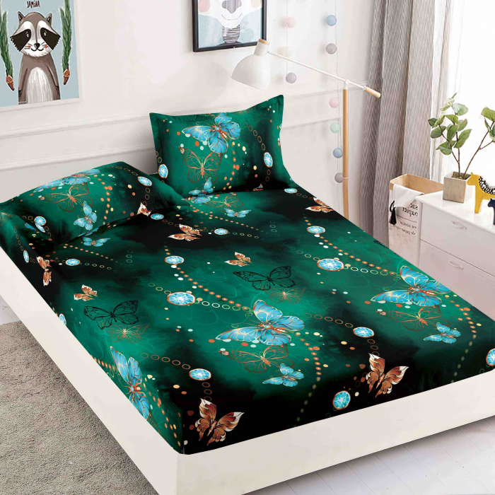 Husa Din Bumbac Tip Finet 90x200cm - Diamante Si Fluturasi [1]