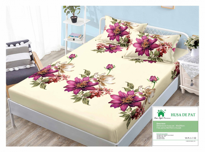 Husa Din Bumbac Tip Finet 90x200cm - Flori De Gradina [1]