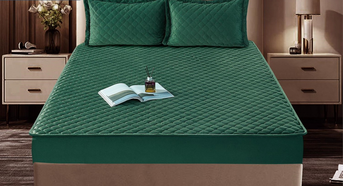 Husa Din Catifea Tip Topper 180x200cm - Verde Smarald [3]