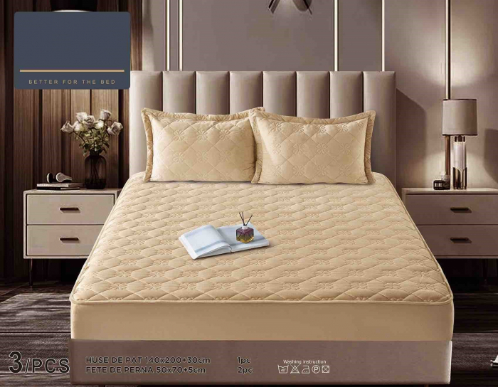 Husa Din Catifea Tip Topper 140x200cm - Bej [3]