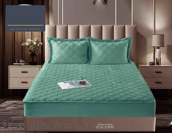 Husa Din Catifea Tip Topper 140x200cm - Turquoise [2]
