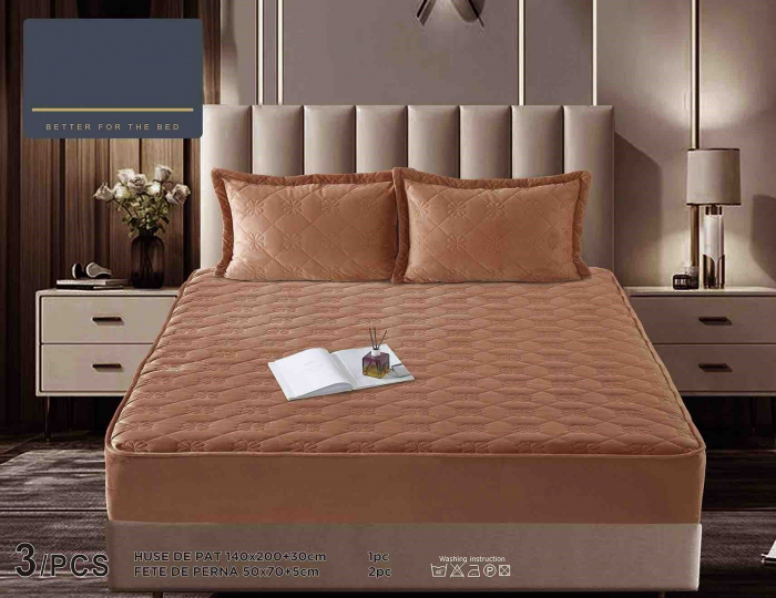 Husa Din Catifea Tip Topper 140x200cm - Maro [1]