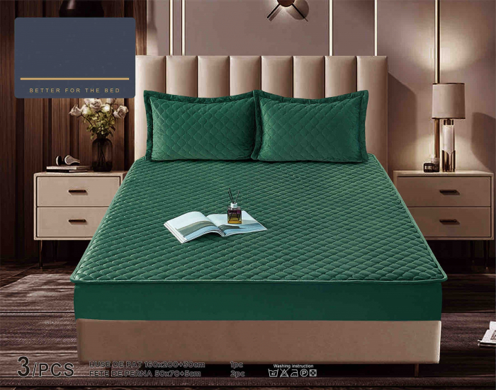 Husa Din Catifea Tip Topper 160x200cm - Verde [1]