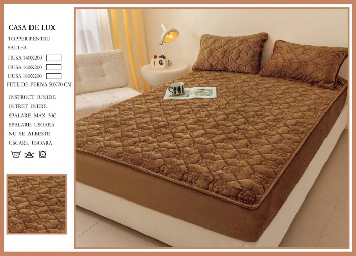 Husa Din Catifea Tip Topper 160x200cm - Maro [1]