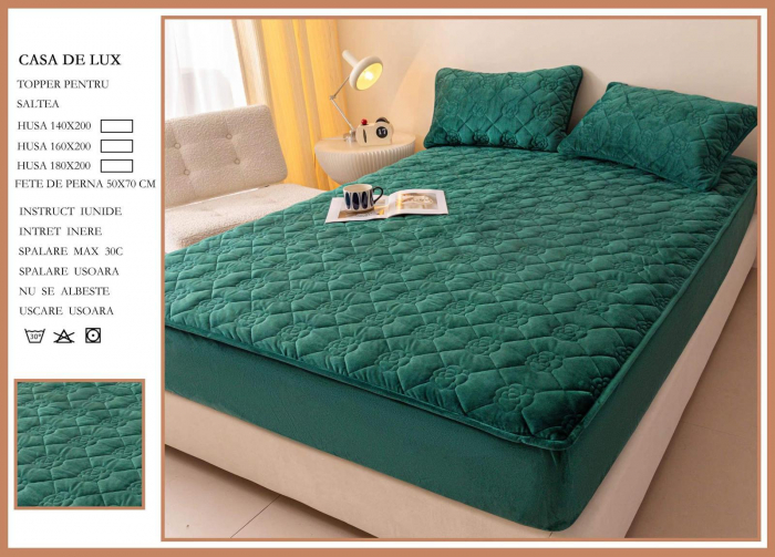 Husa Din Catifea Tip Topper 160x200cm - Verde [1]
