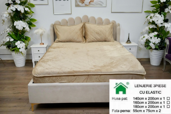Husa Din Catifea Tip Topper Crem Cafea - Selecteaza Dimensiunile Dorite [1]