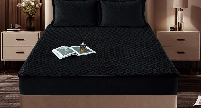 Husa Din Catifea Tip Topper 180x200cm - Negru [3]