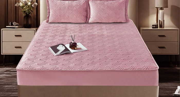 Husa Din Catifea Tip Topper 180x200cm - Roz Pudra [3]