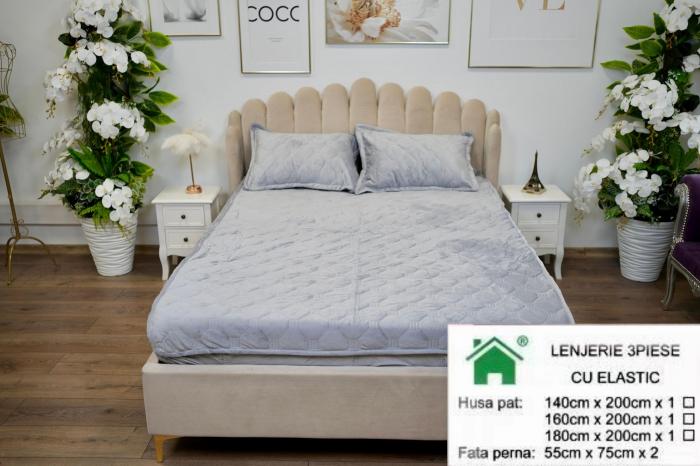 Husa Din Catifea Tip Topper Gri - Selecteaza Dimensiunile Dorite [1]