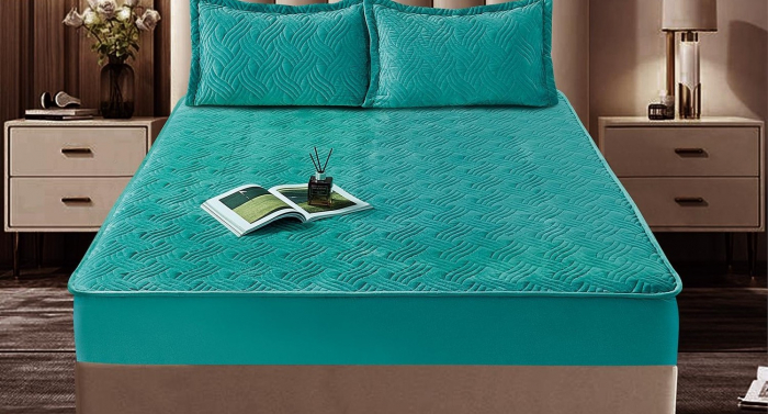 Husa Din Catifea Tip Topper 180x200cm - Turquoise [2]