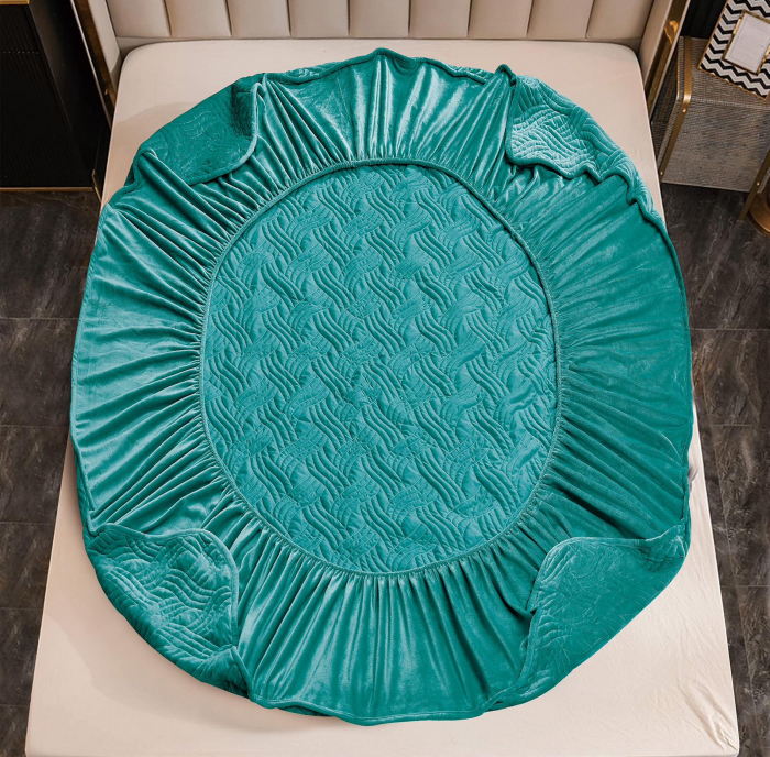 Husa Din Catifea Tip Topper 180x200cm - Turquoise [4]