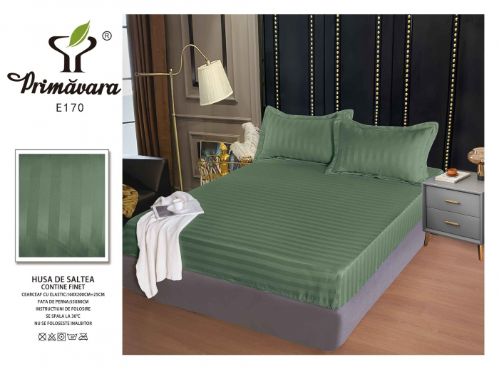 Husa Din Damasc Satinat 160x200cm - Verde Inchis [1]