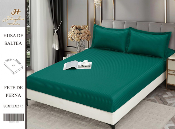 Husa Din Damasc Satinat 180x200cm - Verde Smarald [1]
