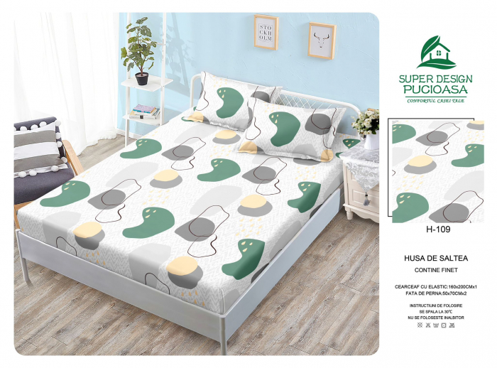 Husa Din Finet Cu Elastic Si Fete De Perna 160x200cm - Pete [1]
