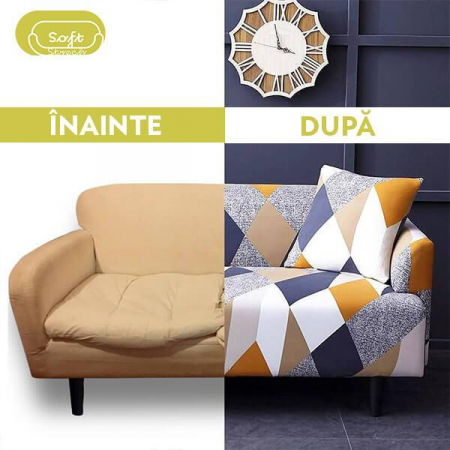 Husa Elastica Pentru Fotoliu/ Canapea/ Coltar - Roz Cu Inimioare [2]