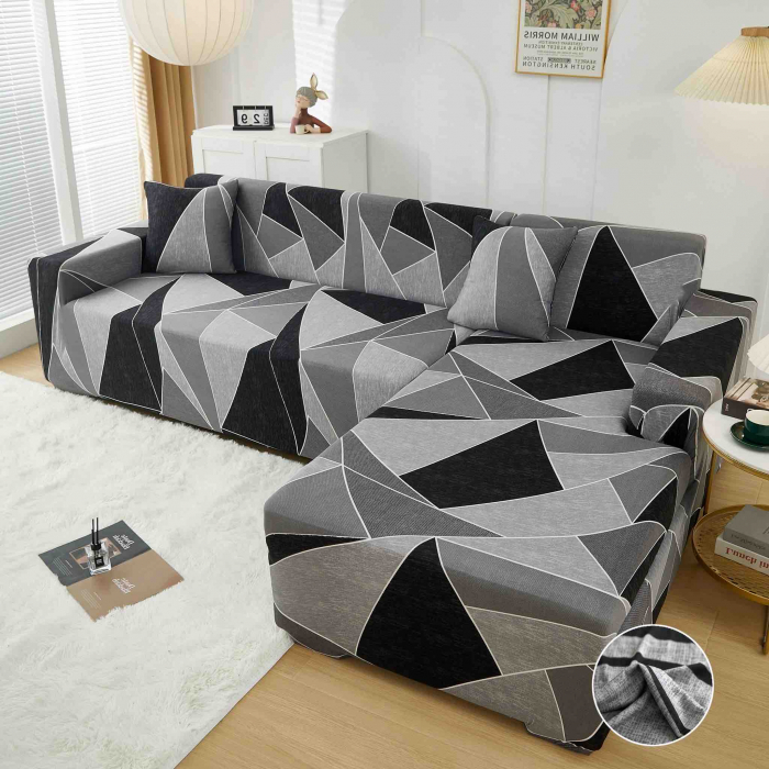 Husa Elastica Pentru Fotoliu/ Canapea/ Coltar - Gri Abstract [1]