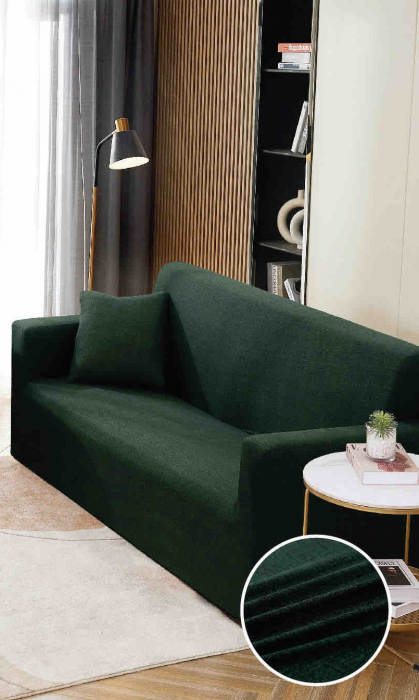 Husa Elastica Pentru Fotoliu/ Canapea/ Coltar UNI - Verde Inchis [1]