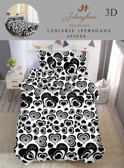 Lenjerie Bumbac Satinat 1 Persoana 3D - Trandafiri [1]