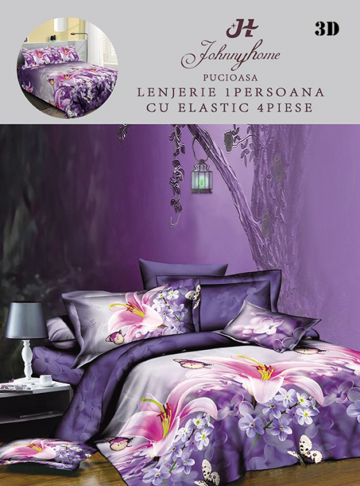 Lenjerie Bumbac Satinat 1 Persoana 3D - Margele Si Flori [1]