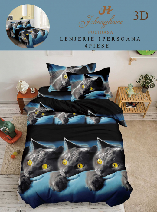 Lenjerie Bumbac Satinat 1 Persoana 3D - Trandafiri De Poveste [1]
