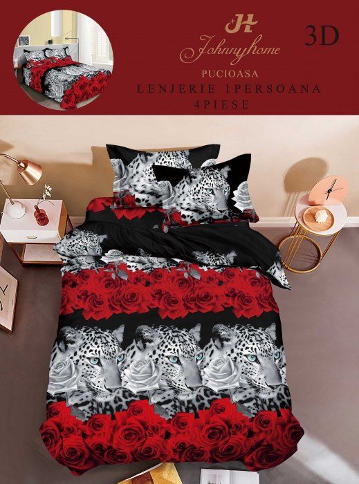 Lenjerie Bumbac Satinat 1 Persoana 3D - Pisisca Fifi [1]