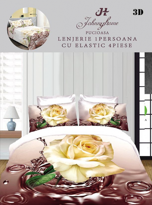 Lenjerie Bumbac Satinat 1 Persoana 3D - Lalele [1]