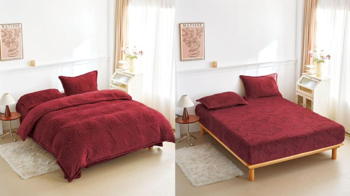 Lenjerie Cocolino 4 Piese Cu Elastic Cu Fluturi - Bordo [1]