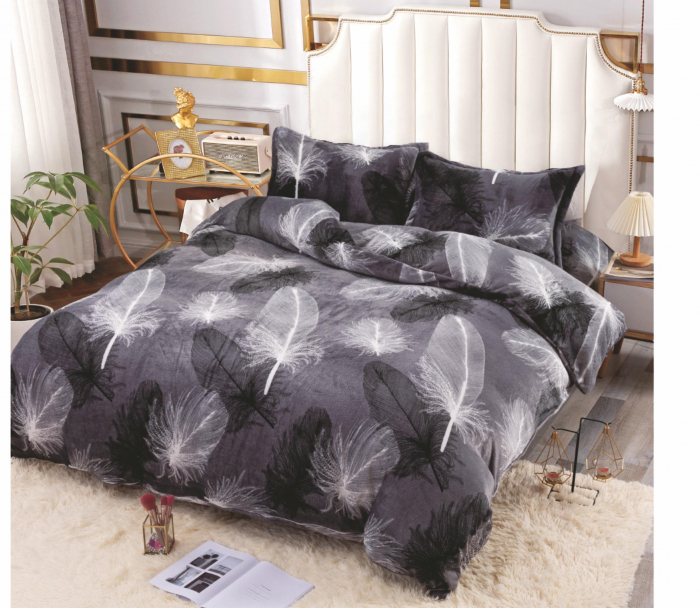 Lenjerie Cocolino 4 Piese Cu Elastic - Gri Cu Frunze [1]